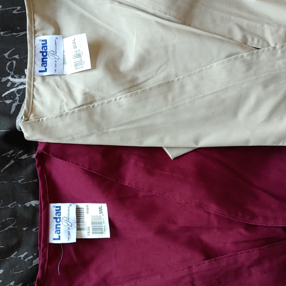 Landau V Neck Small Long Sleeve Button Up Scrub Jackets with double pocket